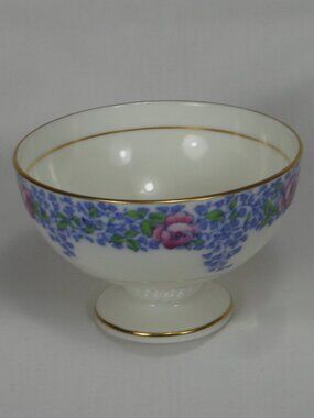 Cauldon UK bone china footed sugar bowl. Floral gold rim